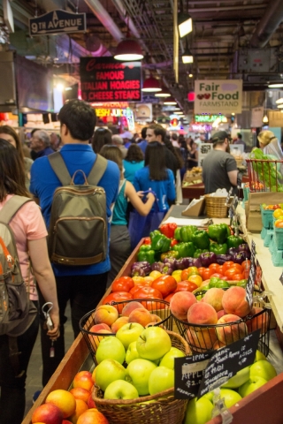 Market with fruits on display